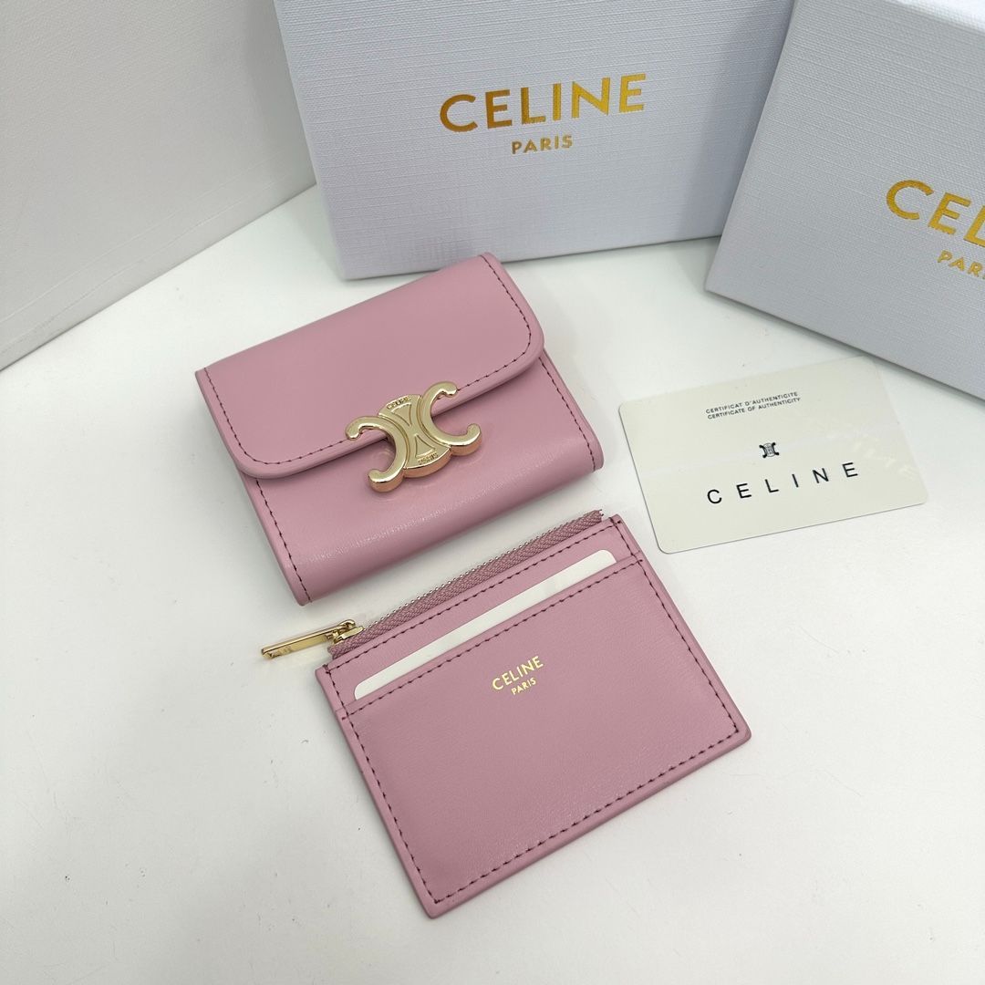 本日限定価格✨CELINE セリーヌ 財布 三つ折り財布 トリオンフ ピンク