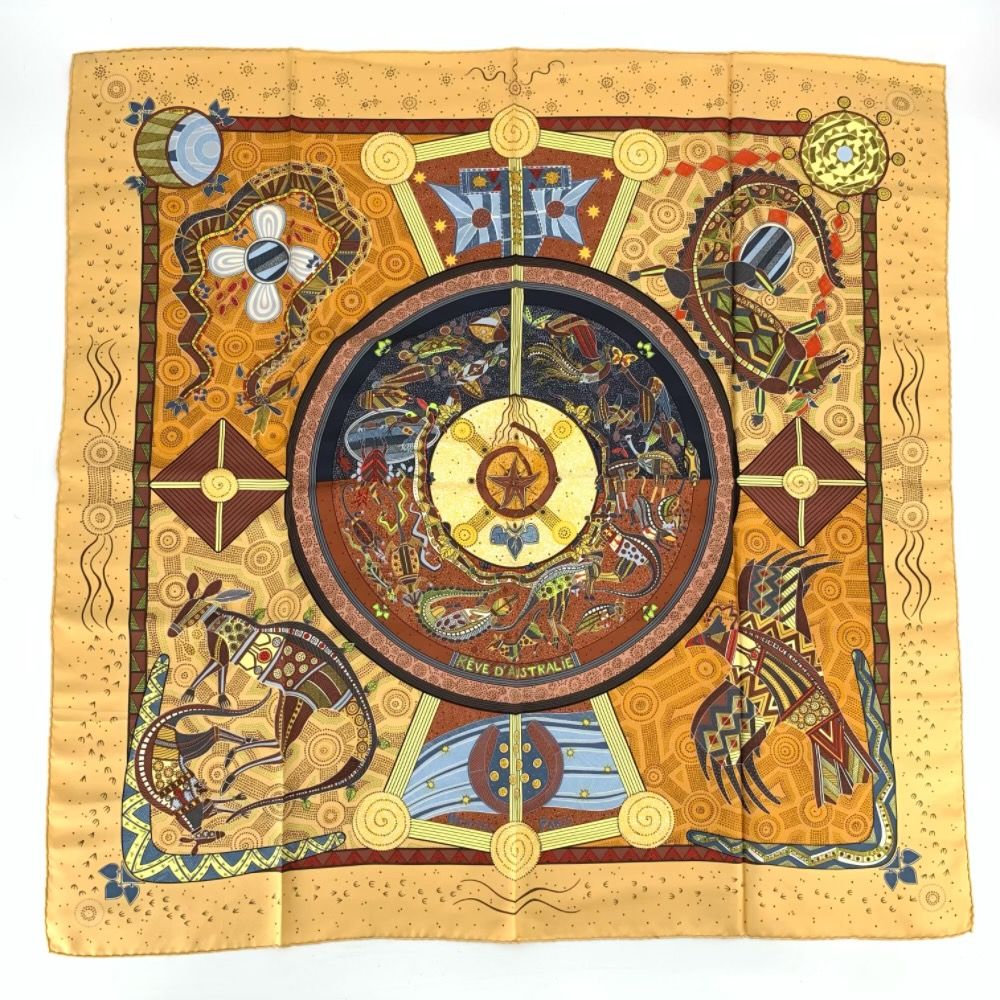 極美品 エルメス HERMES シルクスカーフ カレ90 REVE D'AUSTRALIE