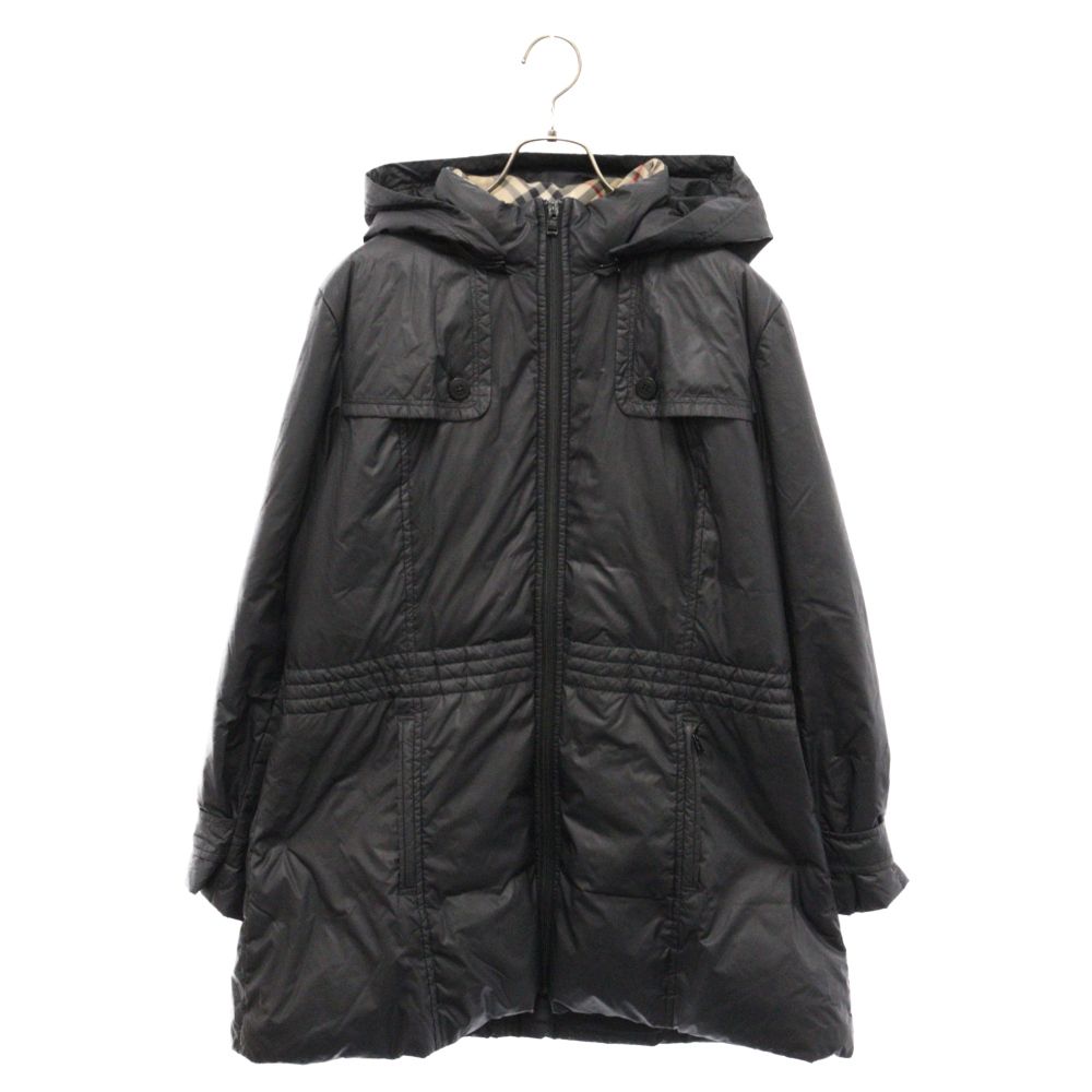 バーバリーゴルフレディースダウンジャケット黒ブラックフード付き