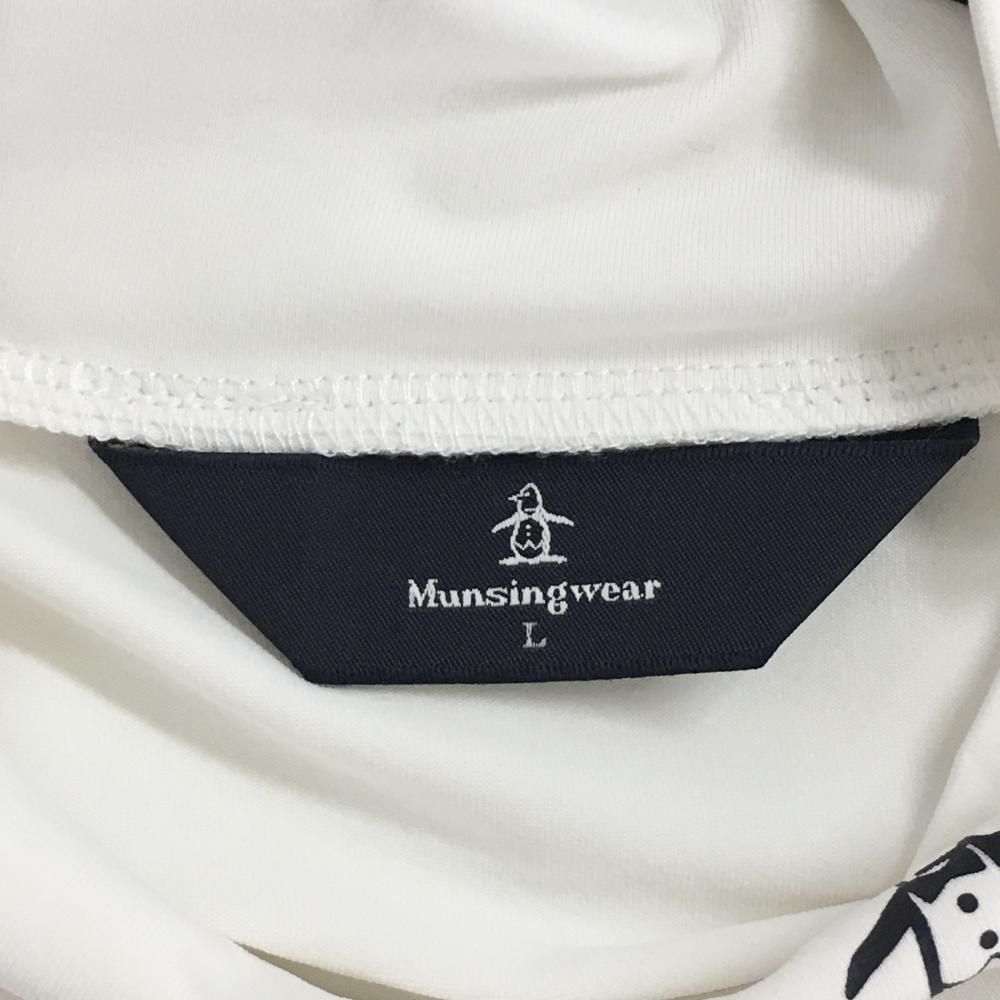 マンシングウェア 長袖ハイネックシャツ 白×ネイビー フロントプリント 袖汚れ メンズ L ゴルフウェア Munsingwear - メルカリ