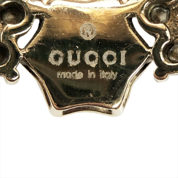 GUCCI クリスタル ダブルG フラワーリング ゴールド Sサイズ Double G crystal flower ring in antique gold-toned metal