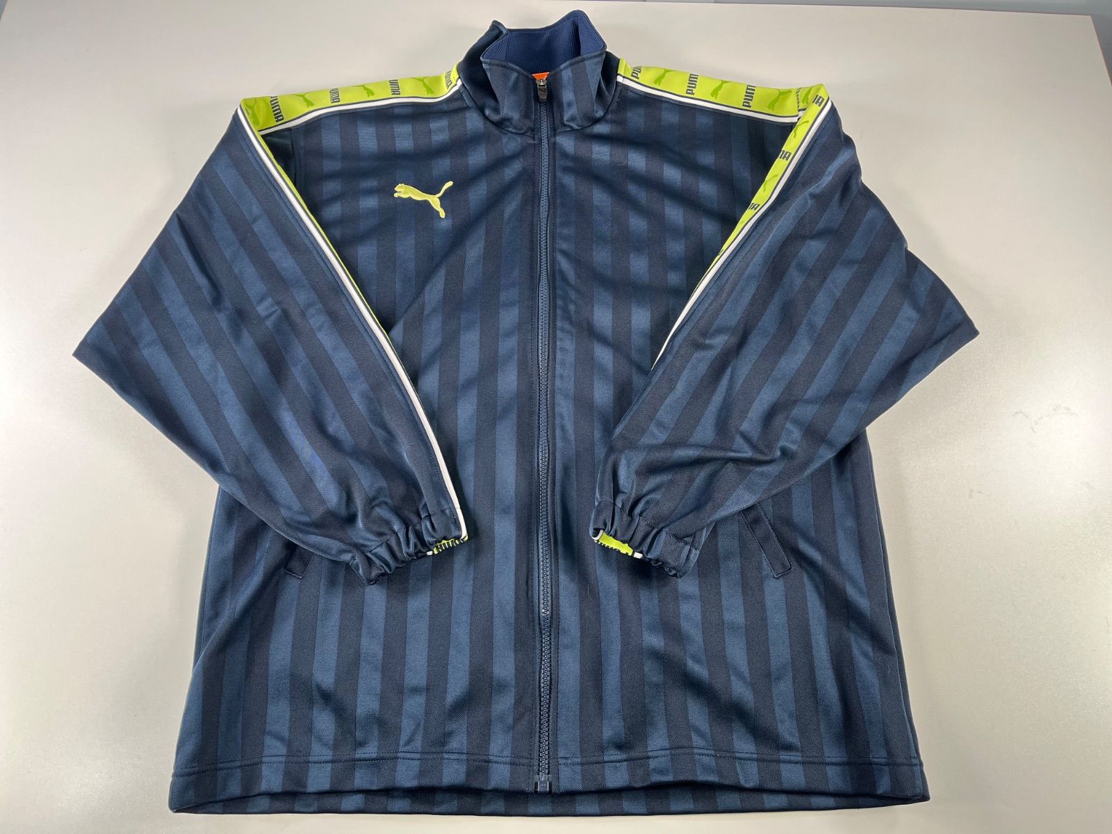 PUMA プーマ ジャージ 上下 3点セット セットアップ メンズ ユニセックス Y2K プージャ ロゴ刺繍 日本製 ネイビー ストライプ 品