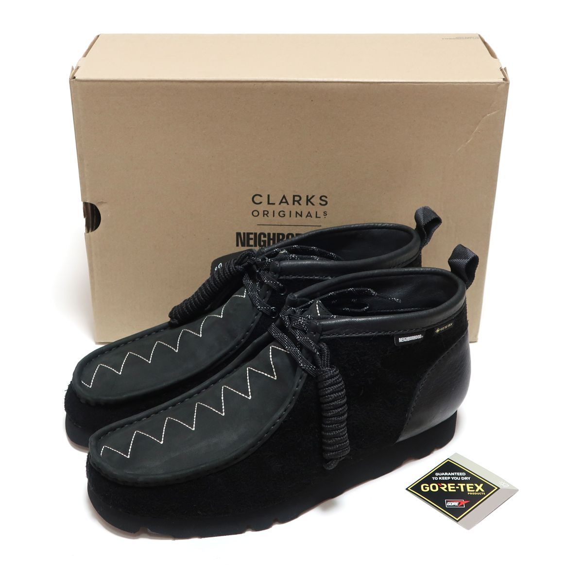 CLARKS ORIGINALS x NEIGHBORHOOD WALLABEE BOOT GTX BLACK UK7 25cm