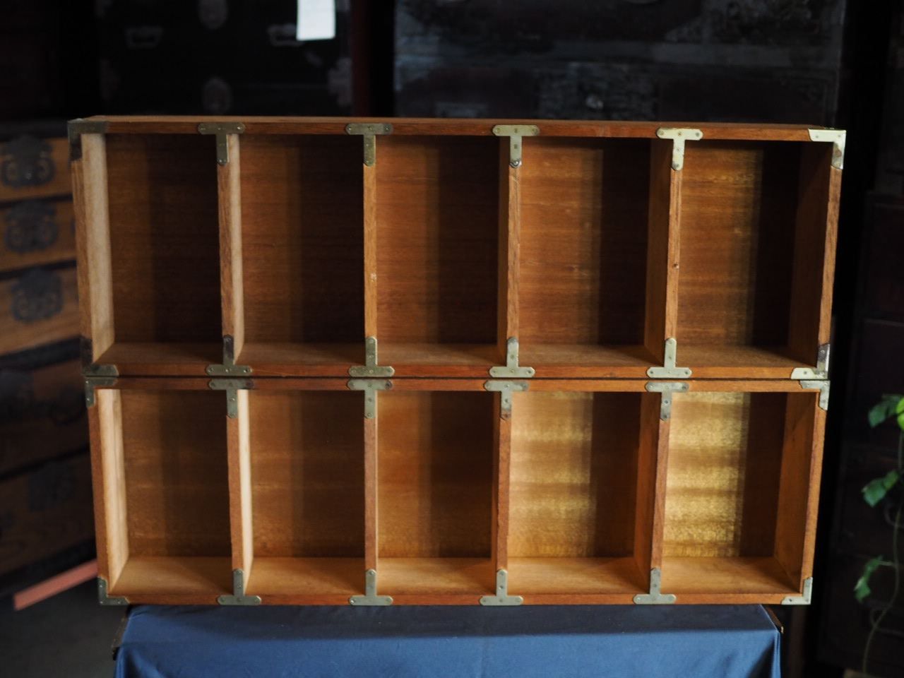 頑丈ラワン材の小型棚2台セット 昭和後期 古録展 送料無料 品番H1711