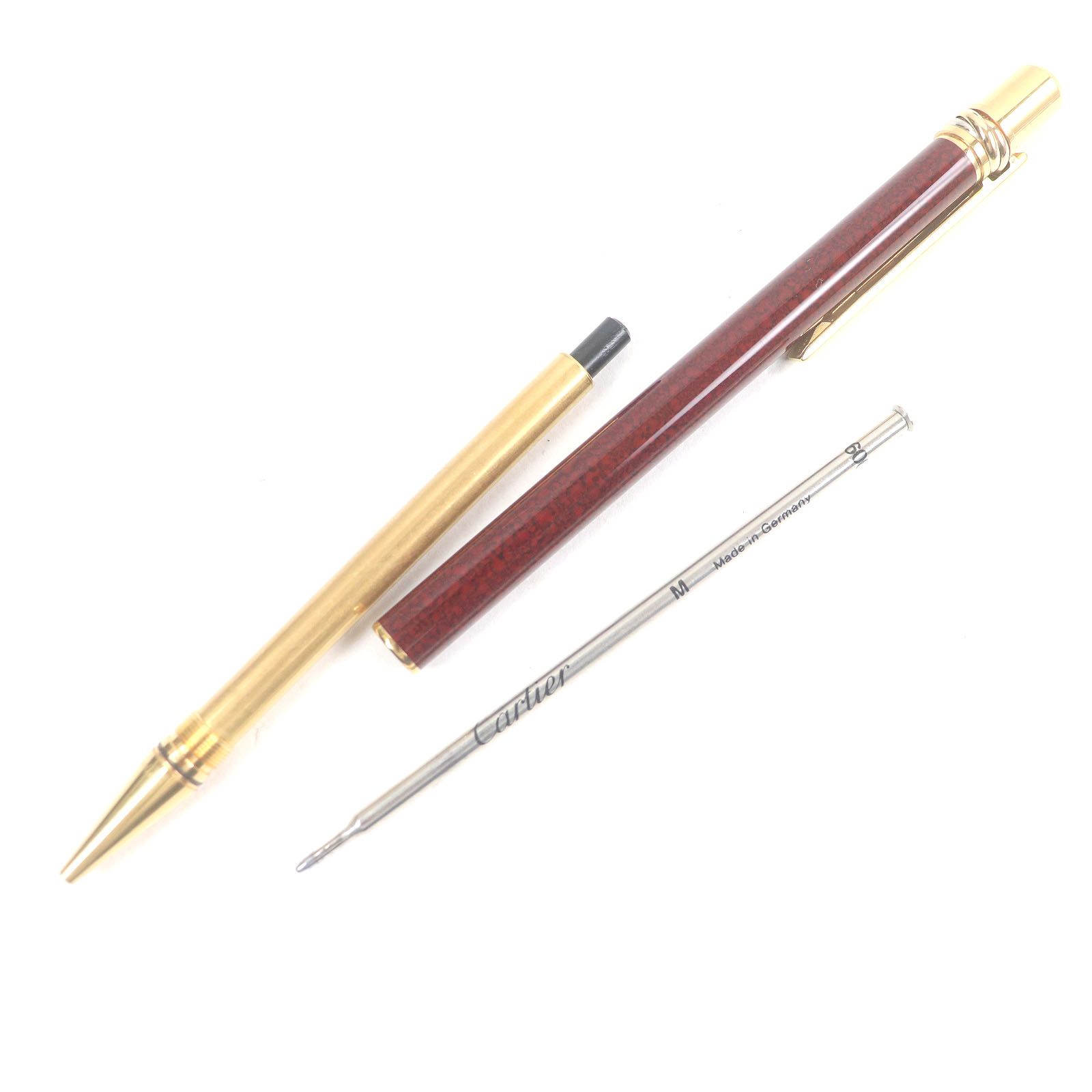 【Cartier・美品】カルティエ　トリニティボールペン　ツイスト式　ゴールド 美品□Cartier カルティエ トリニティ ドゥ カルティエ マーブル
