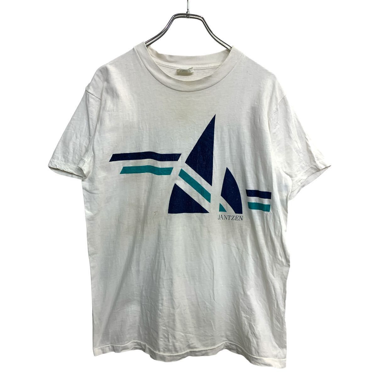 Jantzen 半袖 プリント Tシャツ M～Lサイズ ホワイト シングルステッチ USA製 古着卸 アメリカ仕入 t2408-3275