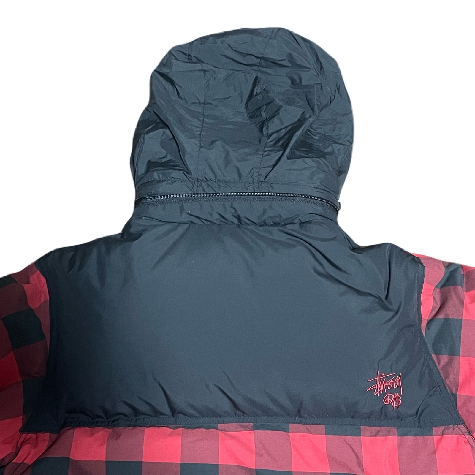 メンズ old stussy ステューシー ダウンジャケット ブロックチェック.