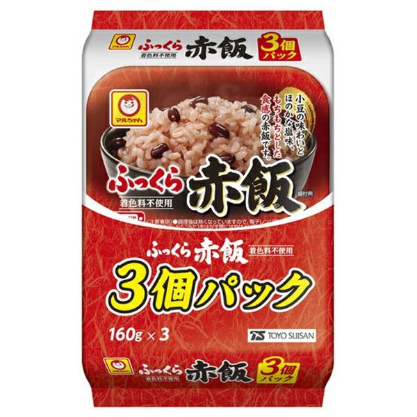 東洋水産 ふっくら赤飯 3個パック 160g×3個 ×8個入× 2ケース ｜ レトルトご飯 ごはん パック レトルト 赤飯 赤飯レトルト