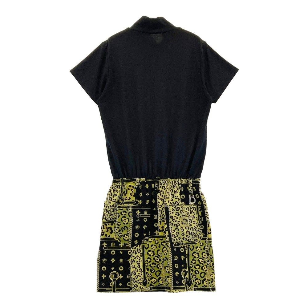 サイズ 2 DANCE WITH DRAGON ダンスウィズドラゴン ハイネック 半袖ワンピース チビドラ 総柄 ブラック系 240101188450 ゴルフウェア レディース ストスト