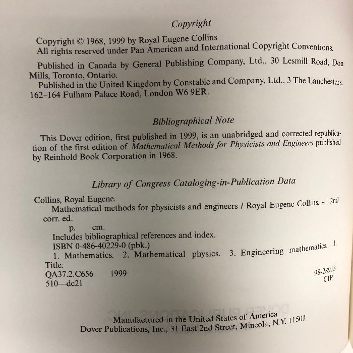 洋書 Mathematical Methods for Physicists and Engineers: Second