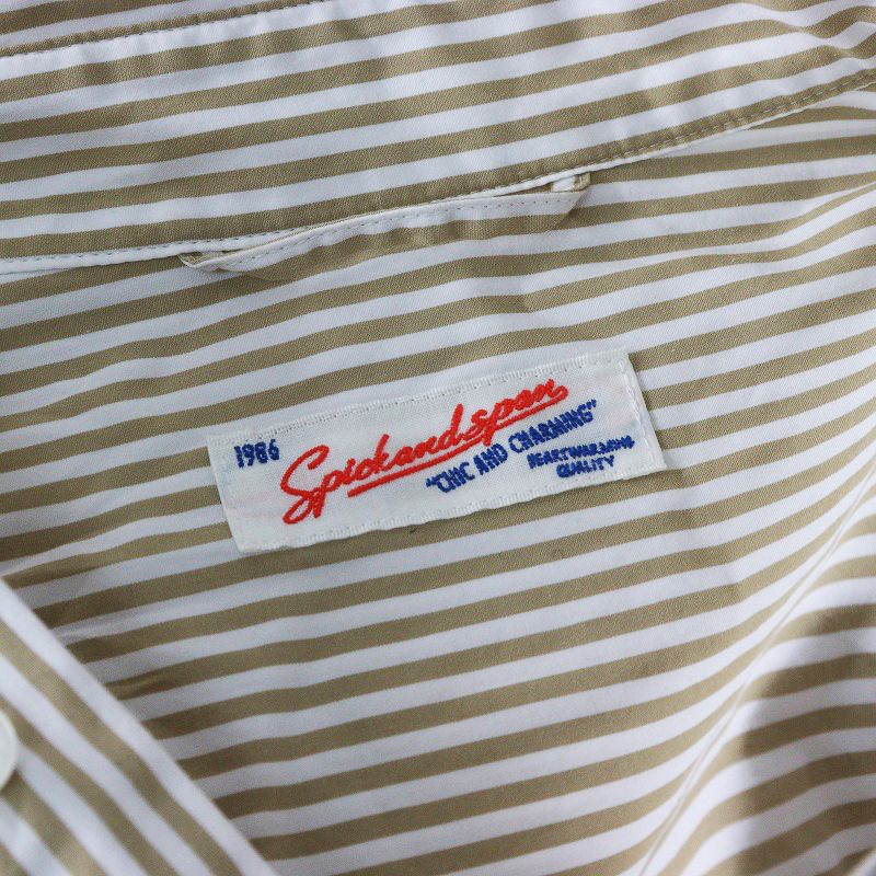 美品 定価14300円 2024SS スピック&スパン Spick and Span ストライプ コットンブロードワイドスクエアシャツ ベージュ【2400014391909】 Spick & Span - 美品 定価14300円 2024SS スピック&スパン Spick