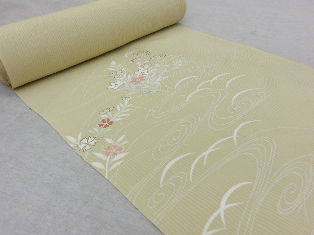 P40392 手描き友禅 秋草 付下げ 解き洗い品 リ オーダー c