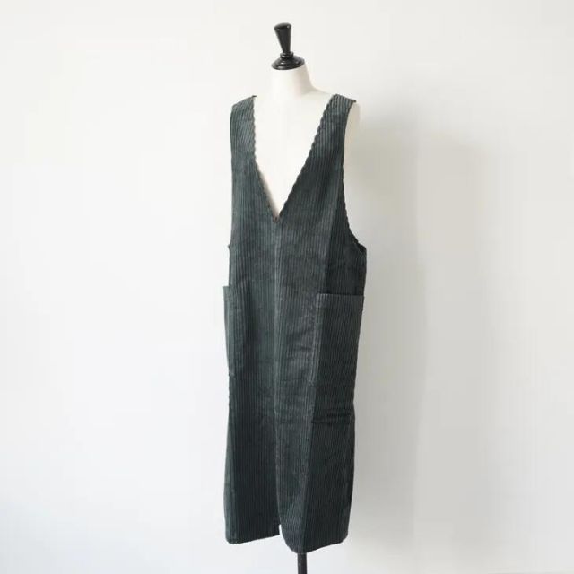 pub ピューブ オーガニックコットンコーデュロイ籠染め ジャンパースカート グレー ワンピース DECORATOM_COM_BR