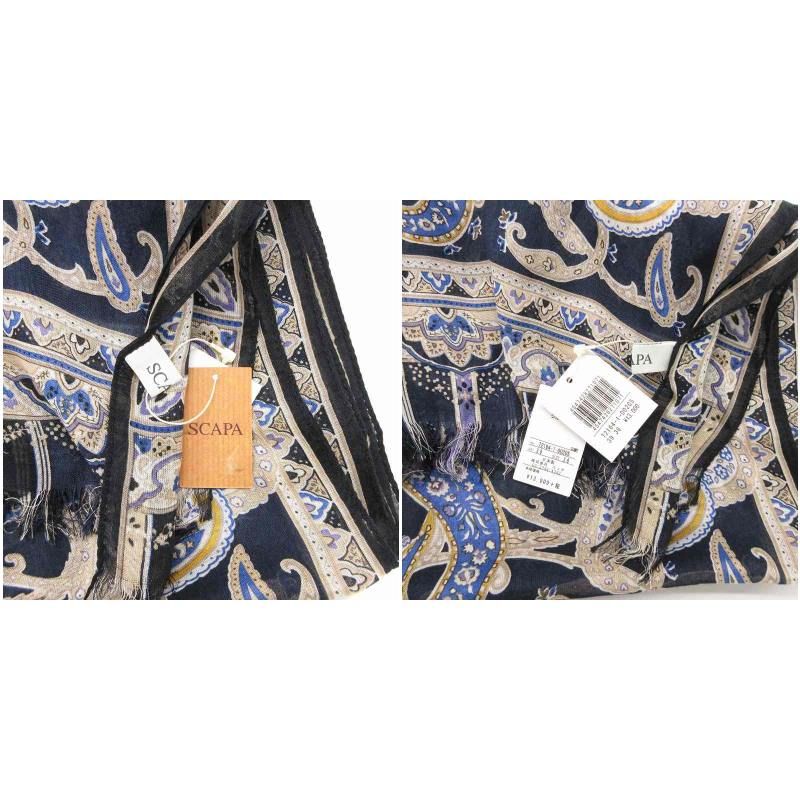 スキャパ SCAPA タグ付き ストール フリンジ 絹 シルク ペイズリー柄