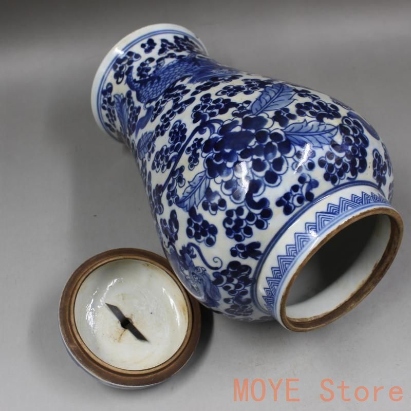 清同治青花穿花麒麟紋茶蓋缶 景徳鎮 陶磁器 装飾品 現代工芸品 美術品 置物 清同治青花穿花麒麟紋茶蓋缶 景徳鎮 陶磁器 装飾品 現代工芸品