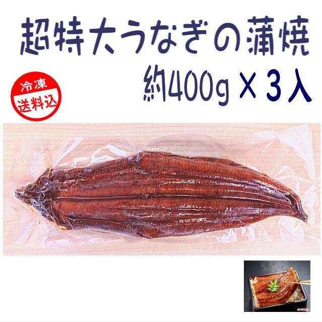 超特大うなぎの蒲焼　中国産　約400ｇ×3入