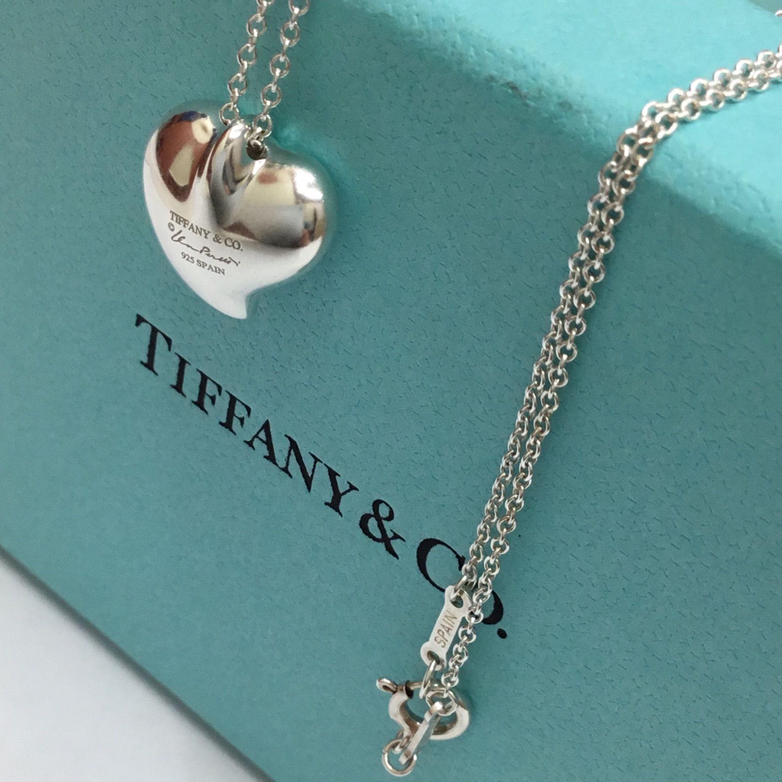 ★美品★ TIFFANY&Co. ティファニー ／ エルサ・ペレッティ　ハート シルバー ネックレス ／ ティファニーネックレス ／ プチハートピン  ／ フルハート ／ シルバー 925 ／ ブランド ネックレス ／ T&Co. ／ 保存袋+箱付き