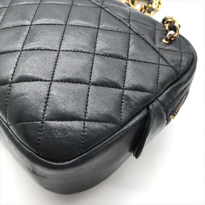良品 CHANEL シャネル ココマーク マトラッセ ラムスキン チェーン ショルダー バッグ ブラック a3894 CHANEL（シャネル） マトラッセ ココマーク チェーン ショルダーバッグ