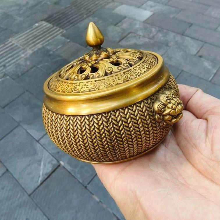 蝸牛塔香炉 薫炉 茶道 香炉 香挿 茶寵 装飾品 工芸品 美術品 新品未使用】銅器 香炉 三足九龍炉 茶道薫香炉 香道具 装飾品