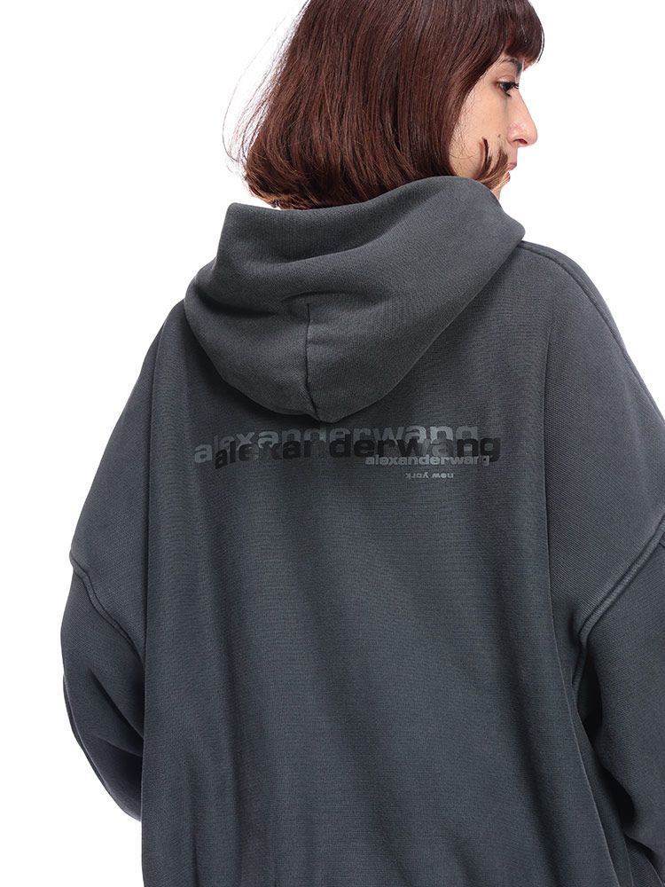 AlexanderWang ロゴプリントのジップアップパーカー alexander wang - ZIP UP HOODIE W / GRAPHIC LOGO / ジップ