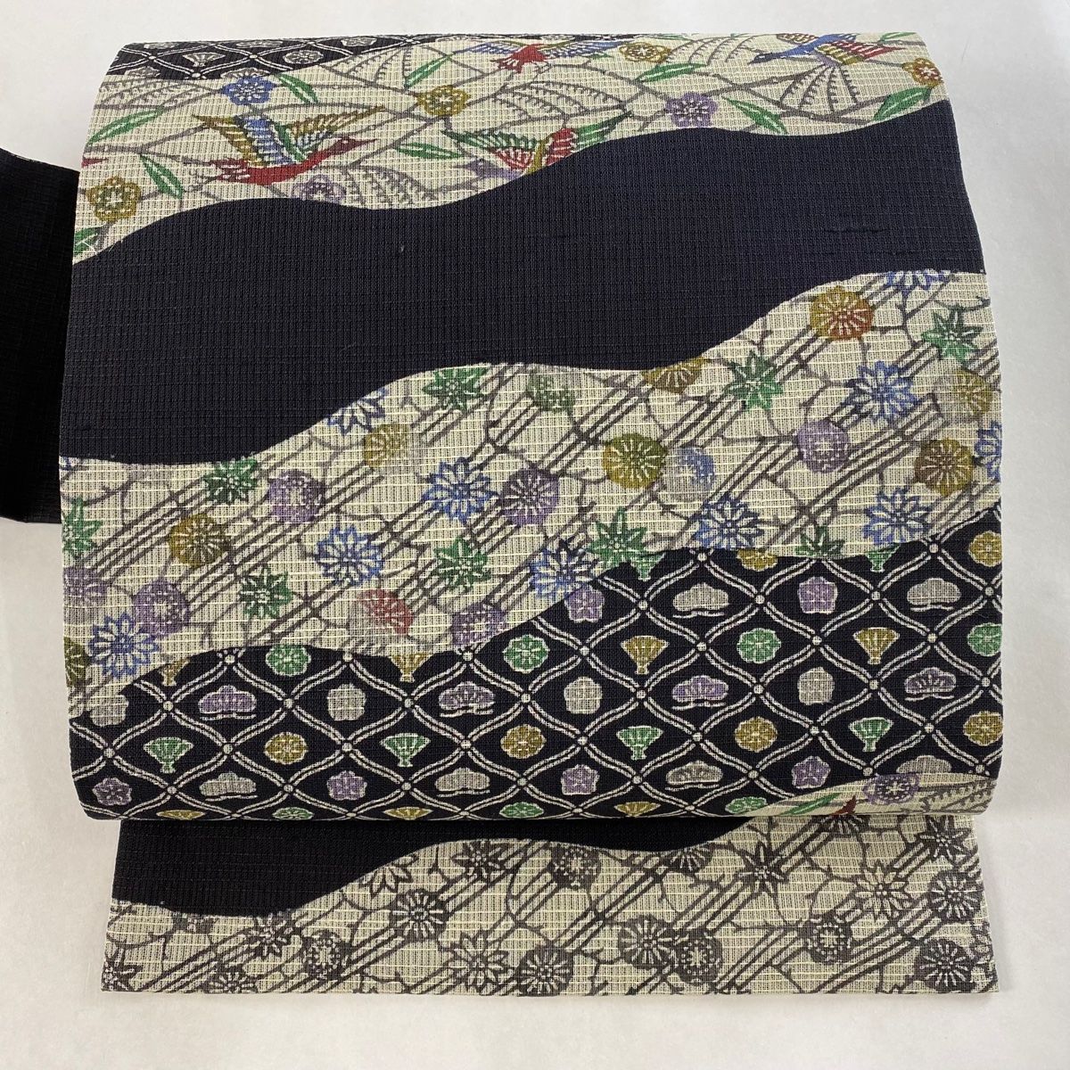 【美品】名古屋帯　紅型　夏　絹芭蕉布 芭蕉布 本紅型染 開き九寸名古屋帯 | 特選きものコレクション