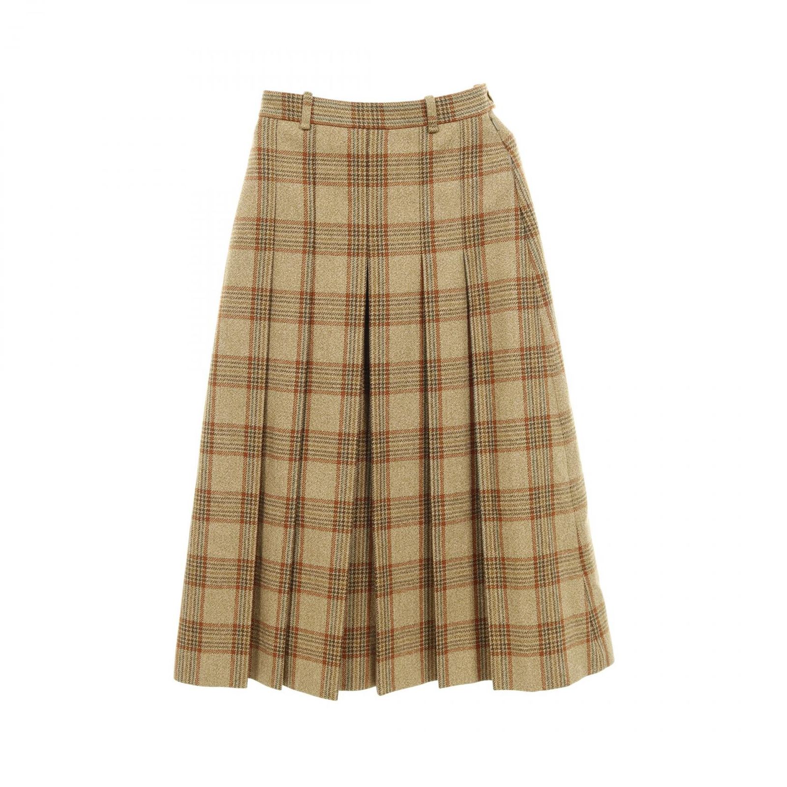 グッチ GUCCI スカート プリーツ ウール チェックスカート レディース Used A