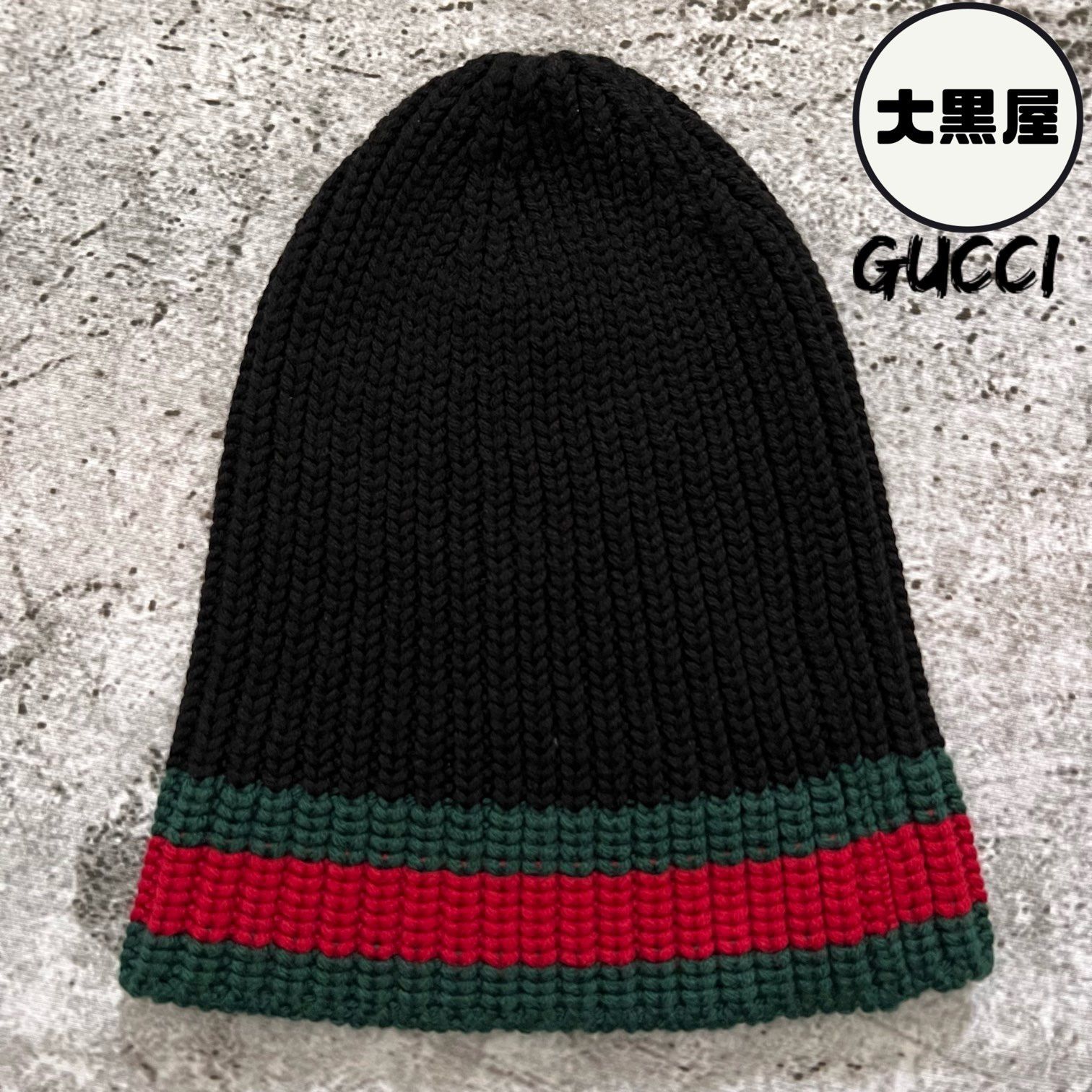 GUCCI グッチ ニット帽 シェリーライン ブラック ビーニー ウール