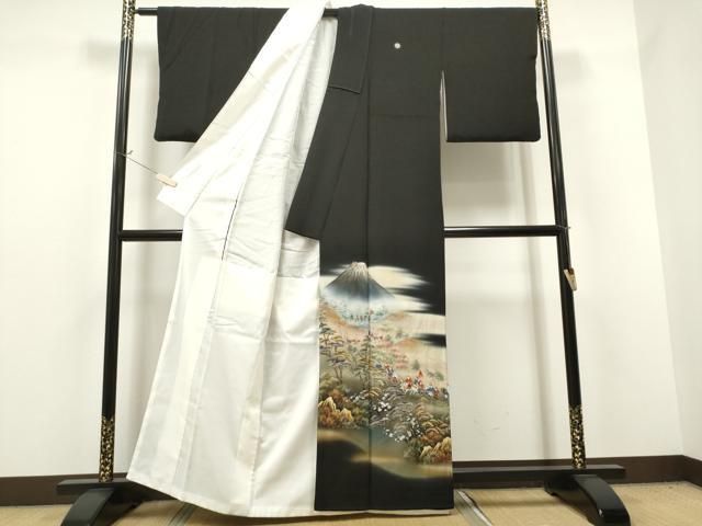 平和屋着物▽訪問着 単衣 生紬 作家物 魚文 蟹 暈