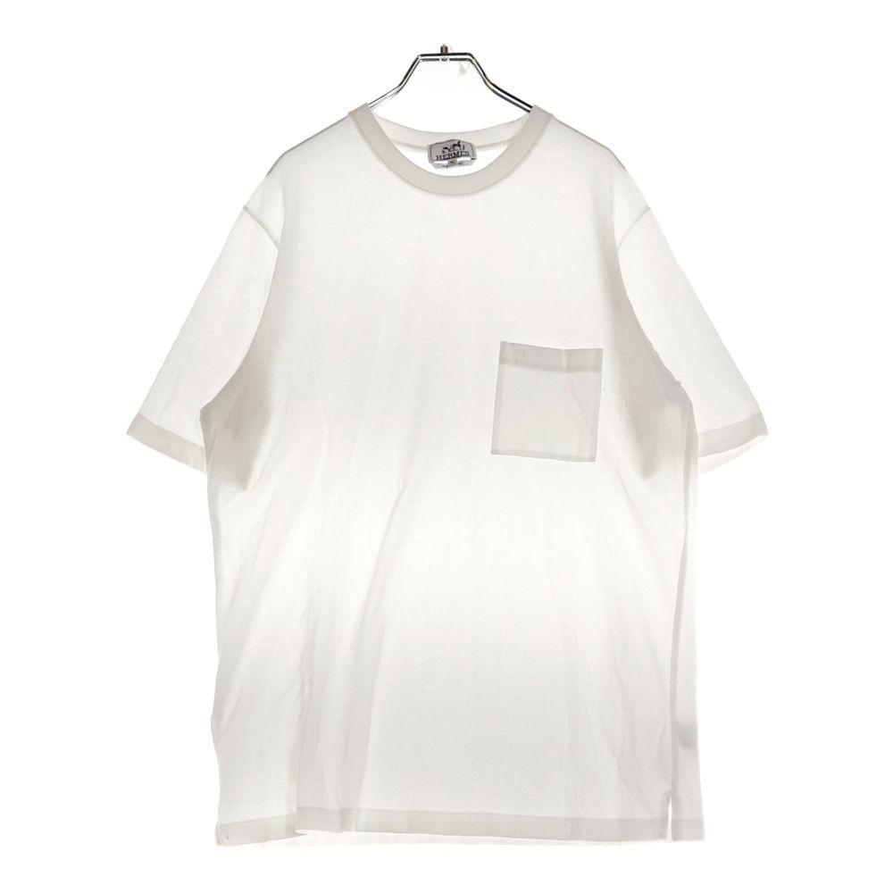 HERMES (エルメス) H刺繍 ポケット Tシャツ コットン ホワイト