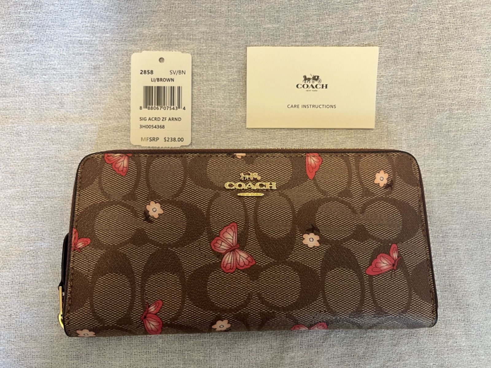 COACH コーチ ︎財布 長財布 バタフライ ブラウン 蝶 シグネチャー