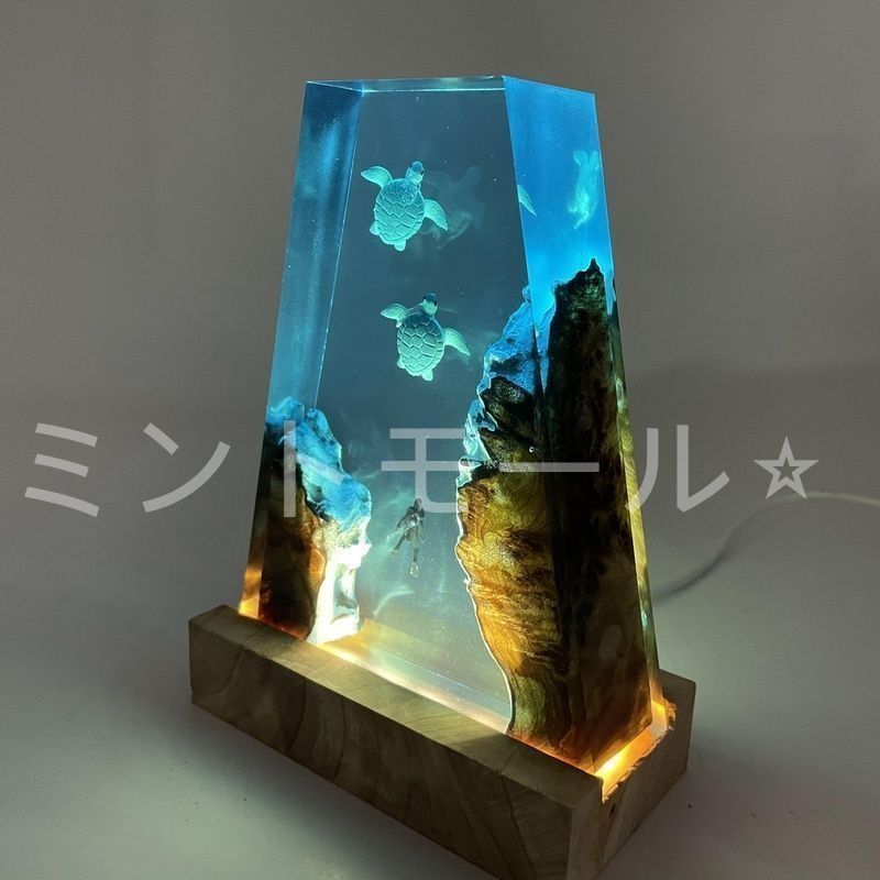 ナイトライト レジンアート 亀 ダイバー 海洋生物 おしゃれ かわいい