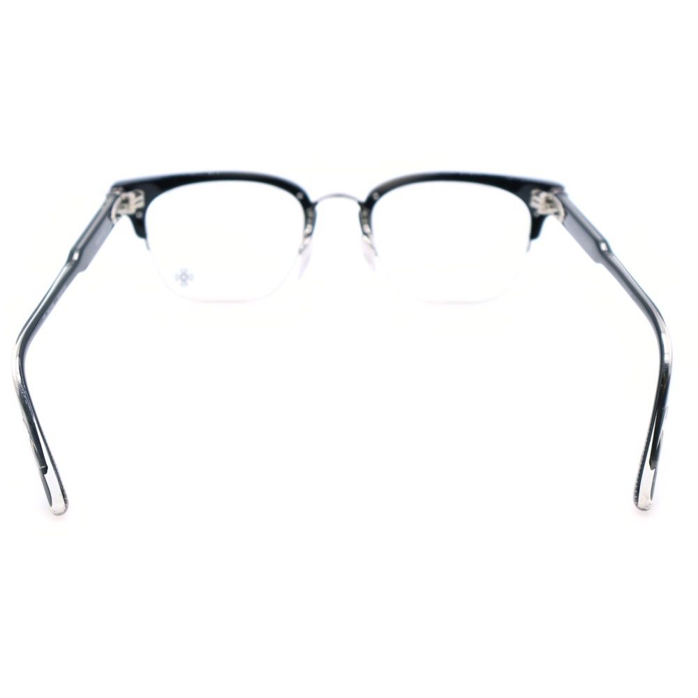 CHROME HEARTS クロムハーツ NEENERS トップリム クロス クリアレンズ メガネ 眼鏡 アイウェア ブラック|シルバー