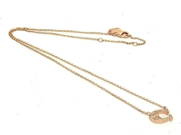 ■美品■ COACH コーチ シグネチャー ラインストーン ネックレス ペンダン卜 アクセサリー シャンパンゴールド系 DK0790