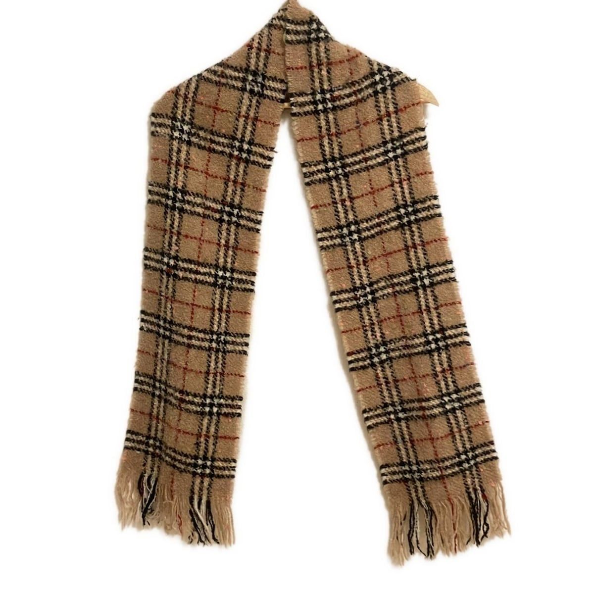 Burberry LONDON バーバリーロンドン マフラー - ライトブラウン×黒×マルチ チェック柄 ウール