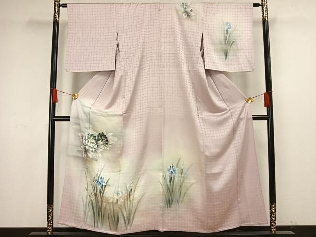 平和屋着物○訪問着 草花文 千八どんす 胡蝶 丹後ちりめん 仮絵