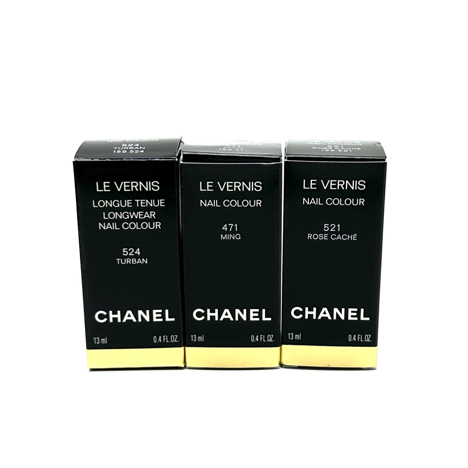 元住吉 シャネル CHANEL 3点セット ネイル エネメル ヴェルニ ロング トゥニュ 524 テュルバン 521 ローズ カシェ 471 ミン 13 ml