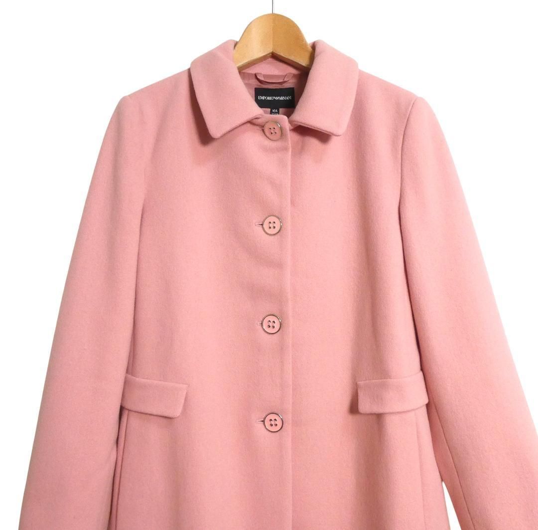 【美品】Emporio Armani エンポリオアルマーニ　ノーカラーコート EMPORIO ARMANI (エンポリオアルマーニ) フルジップ＆ボタン スタンド