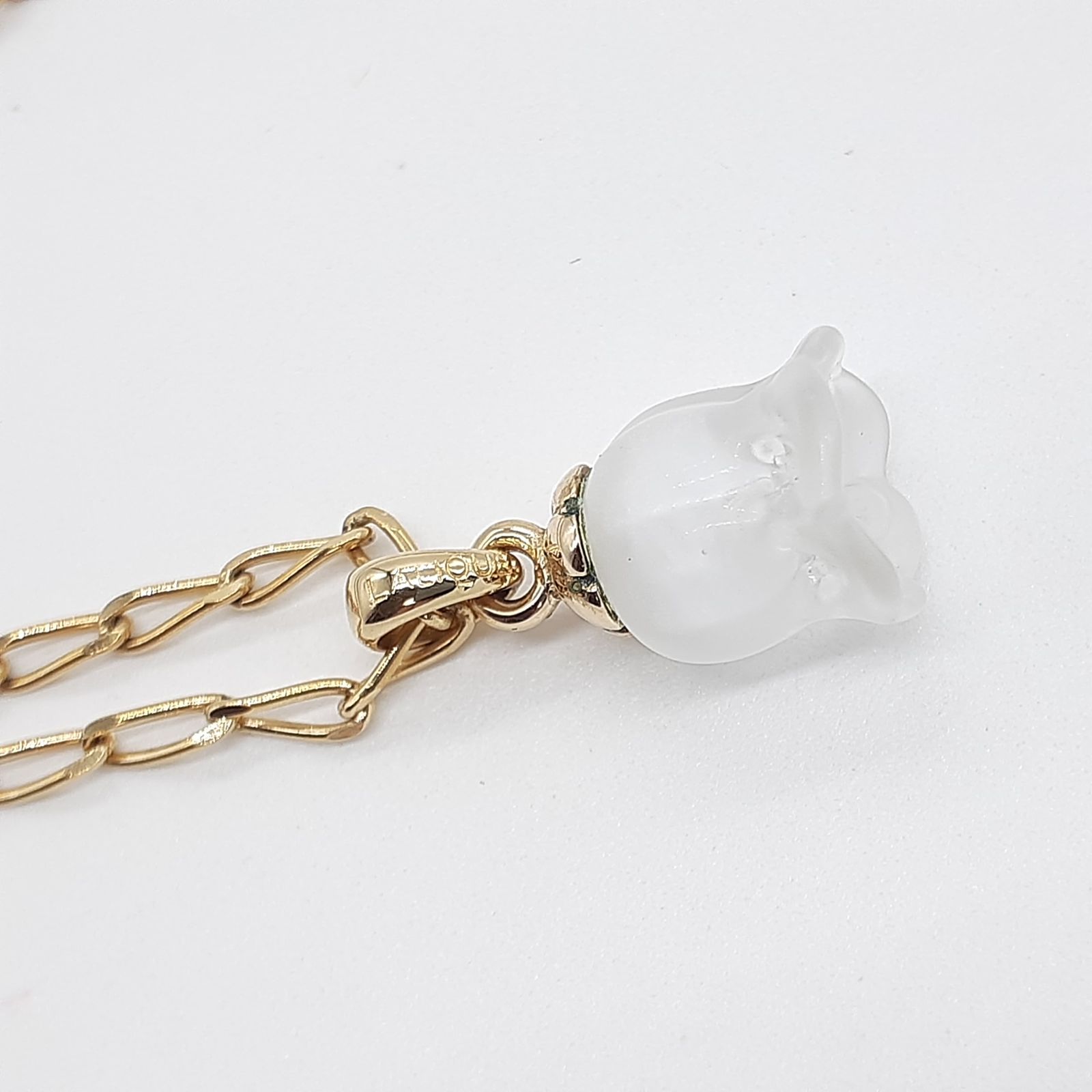LALIQUE クリスタル 鈴蘭ネックレス LALIQUE ラリック ネックレス ミュゲ すずらんの花 ゴールド