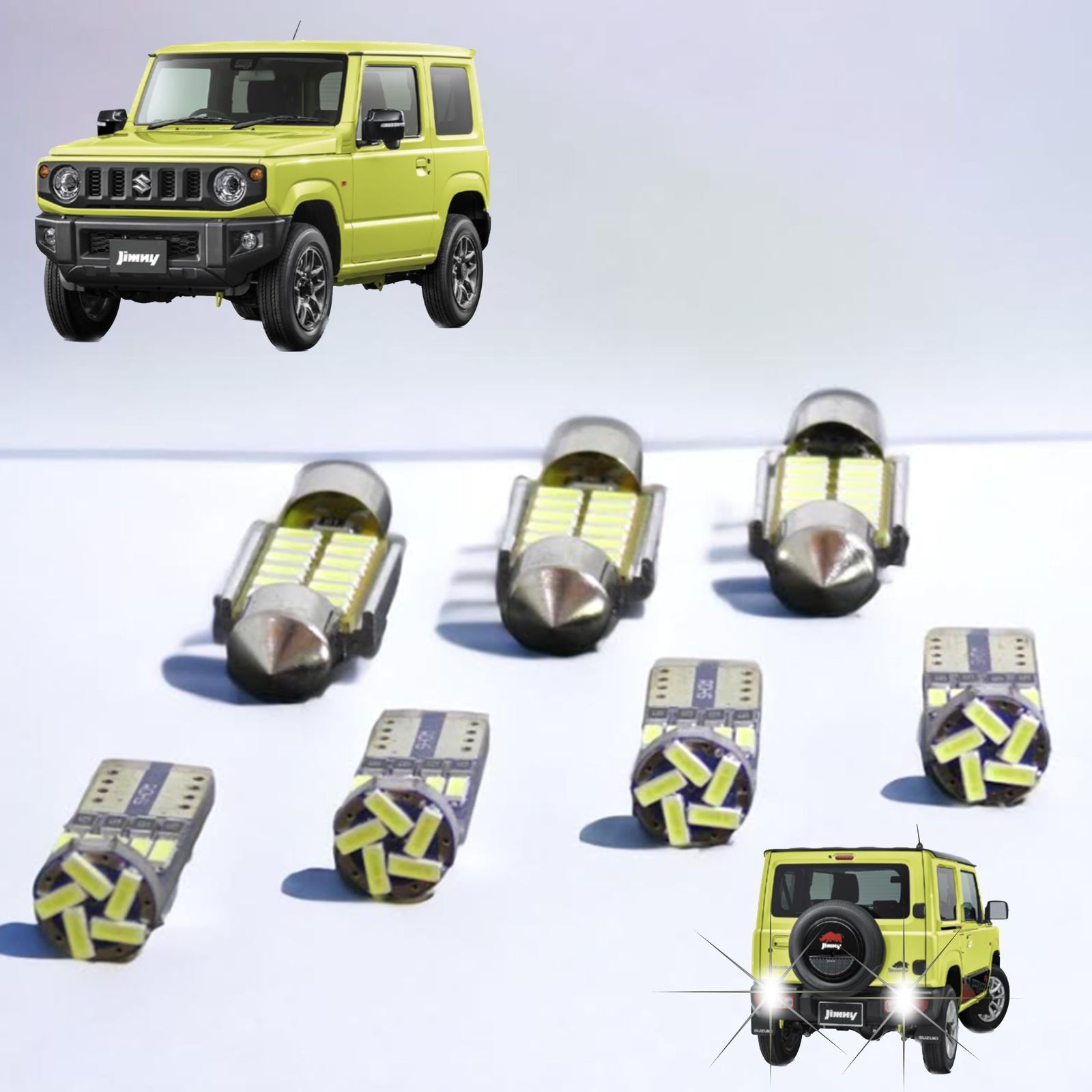 SUZUKI ジムニー ジムニーシエラ バックランプ 【室内灯+ナンバー灯+バックランプ】ジムニー ジムニーシエラ LED 7点セット 型式: JB64/JB74 取付工具付き 【簡単交換】 無極性 6000K ゴースト灯防