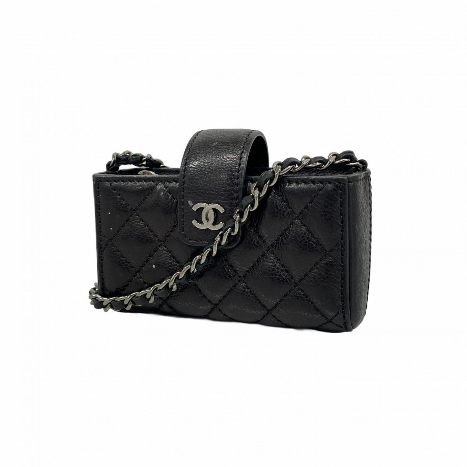 シャネル Chanel シャネル ショルダーウォレット マトラッセ チェーンショルダー ラムスキン ブラック レディース