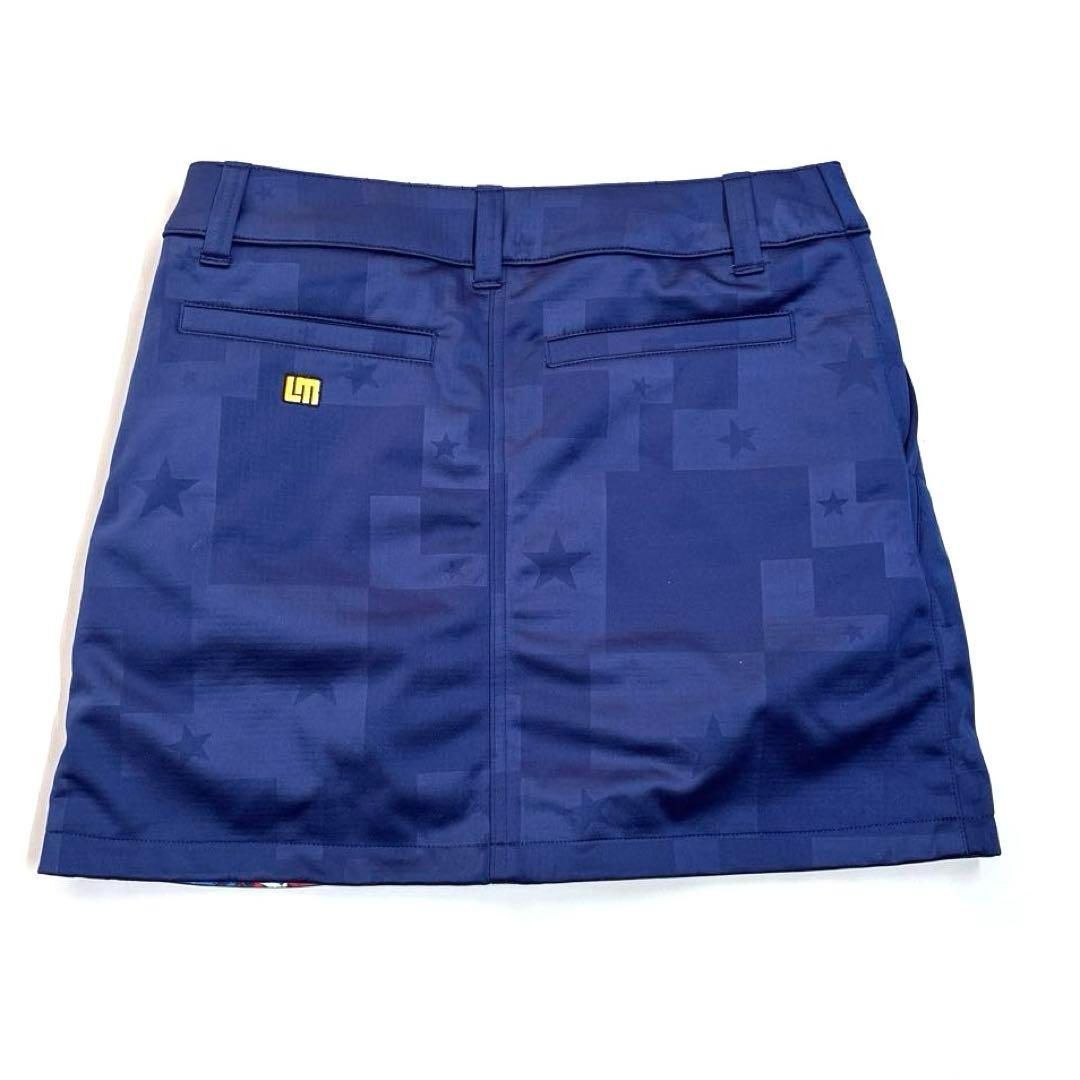ラウンドマウス☆スカート☆リバーシブル 美品❗️ラウドマウス L スカート リバーシブル 総柄 ネイビー