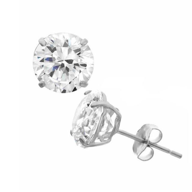 送料無料 Designs by Gioelli メンズ ピアス イヤリング アクセサリー Designs by Gioelli Men s Sterling Silver Cubic Zirconia Round Stud Earrings Silver