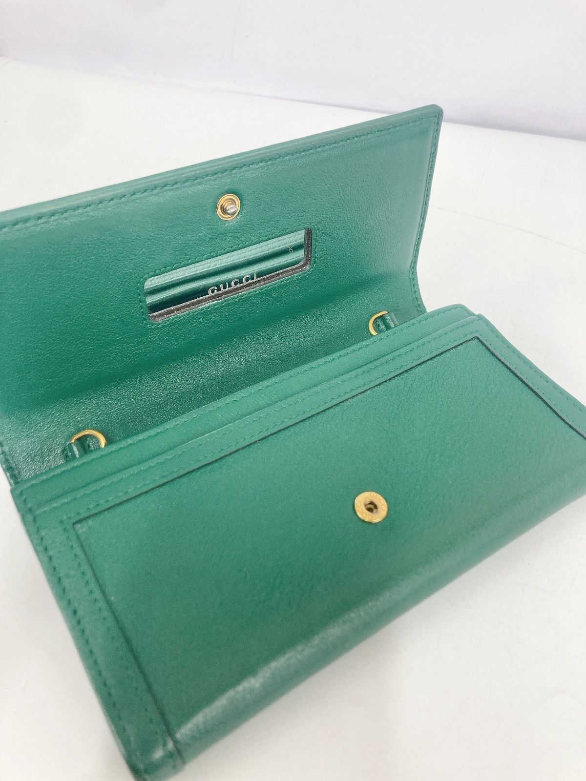 GUCCI バンブー付きチェーンウォレット 長財布 グリーン バンブー GUCCI】グッチ『バンブー付き チェーンウォレット』658243 レディース