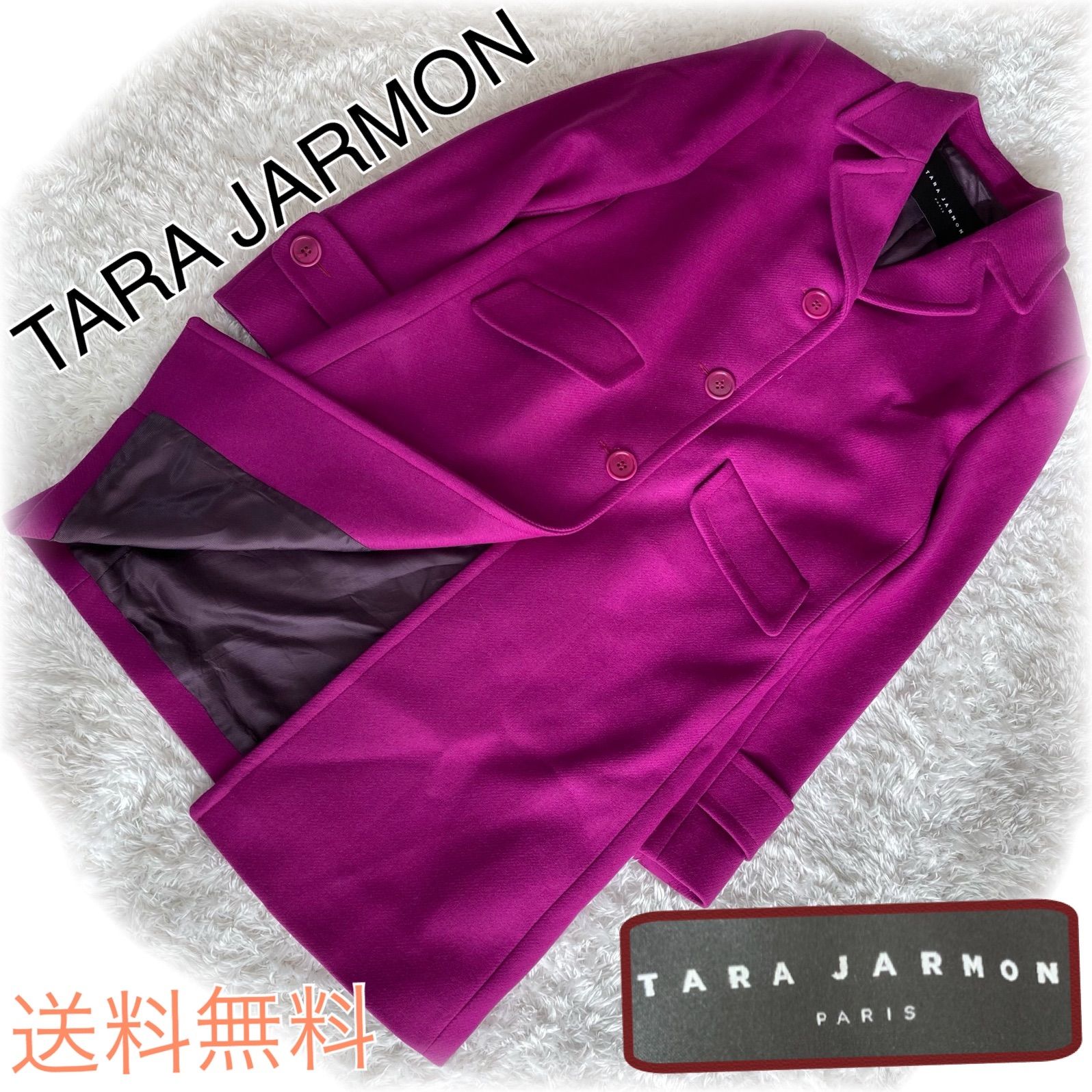 極美品　TARA JARMON タラジャーモン　ウール　チェスターコート　38 チェックコート(チェスターコート) | TARA JARMON(タラ