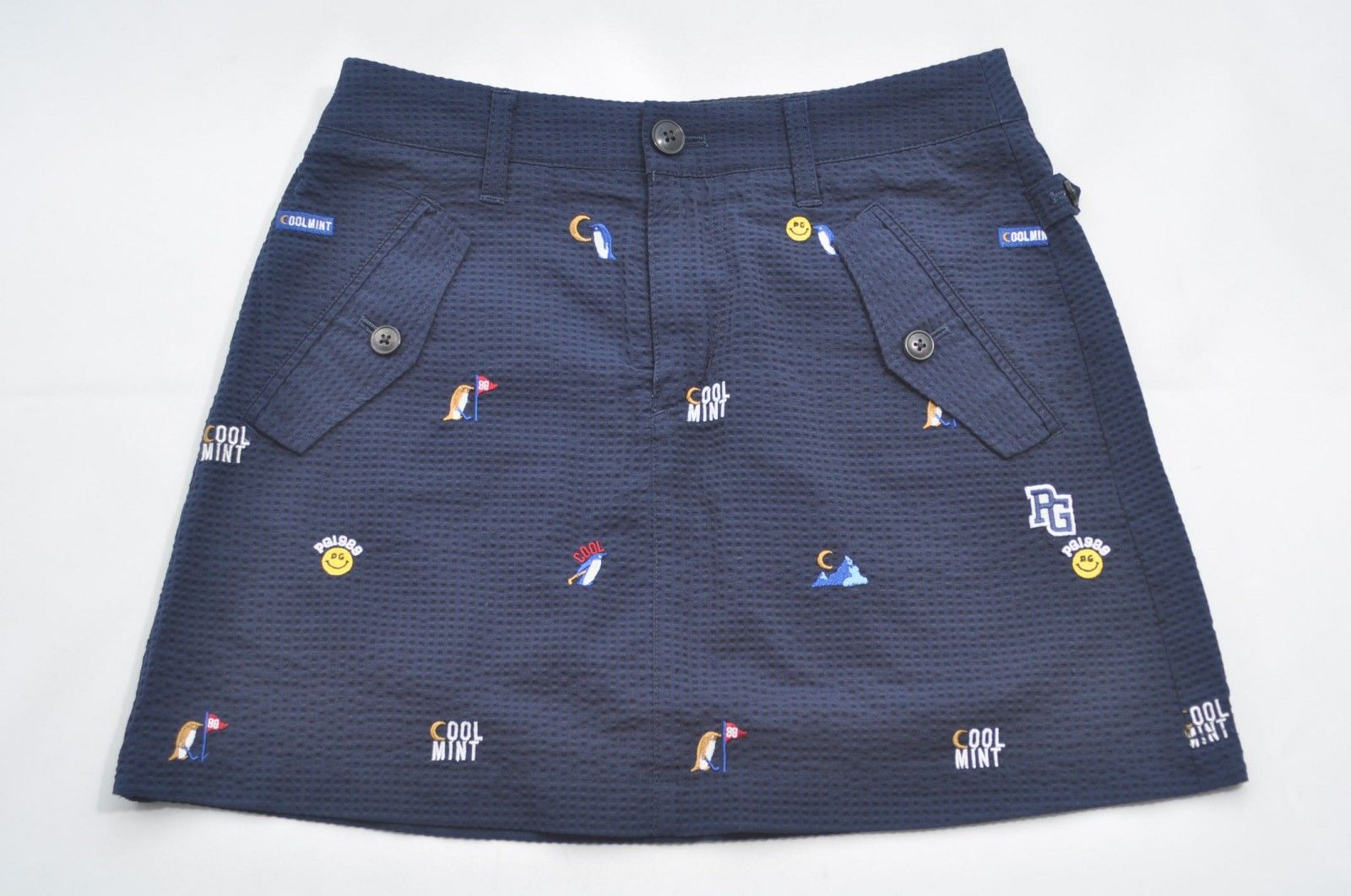 中古 レディース パーリーゲイツ PEARLY GATES スカート 00(XS) 紺 ネイビー 春夏素材 総柄