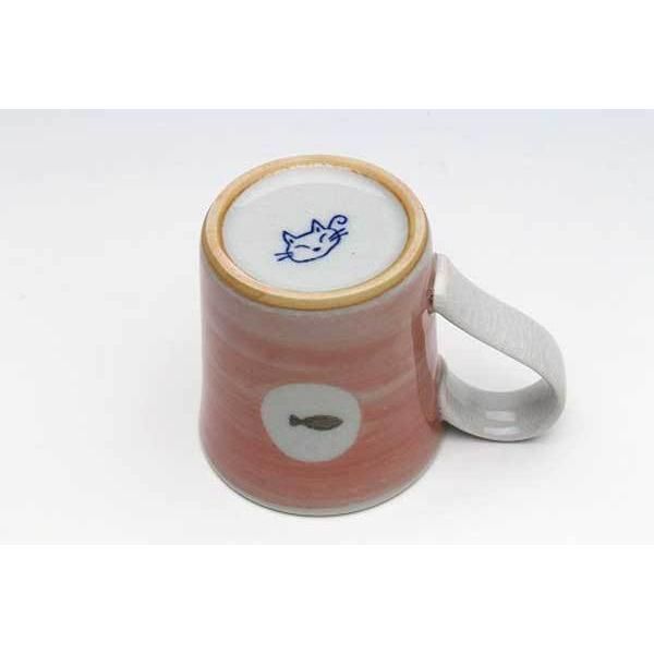 瀬戸焼　子供膳　タマ　プチマグ（紅）　※陶器,ギフト,シリーズ,個性的,高品質,日本製,レトロ,可愛い,絵,質感,手触り,ざらざら,ほのぼの,猫,ねこ,キャット,ファンシー,イラスト,キッズ,マグカップ　◎2個目以上大幅値引き対象商品♪