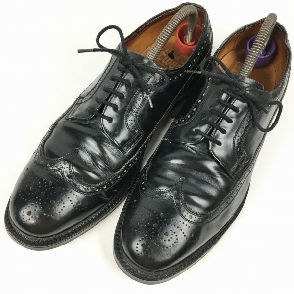 試着交換OK！Royal Tweed by Cheaney/チーニー　size9.5/28.0程度　イングランド製/Vintage 　ウイングチップ/シューズ〈黒/BLACK/ブラック〉メンズ/菅NO.WZF-160 #BUZZBERG