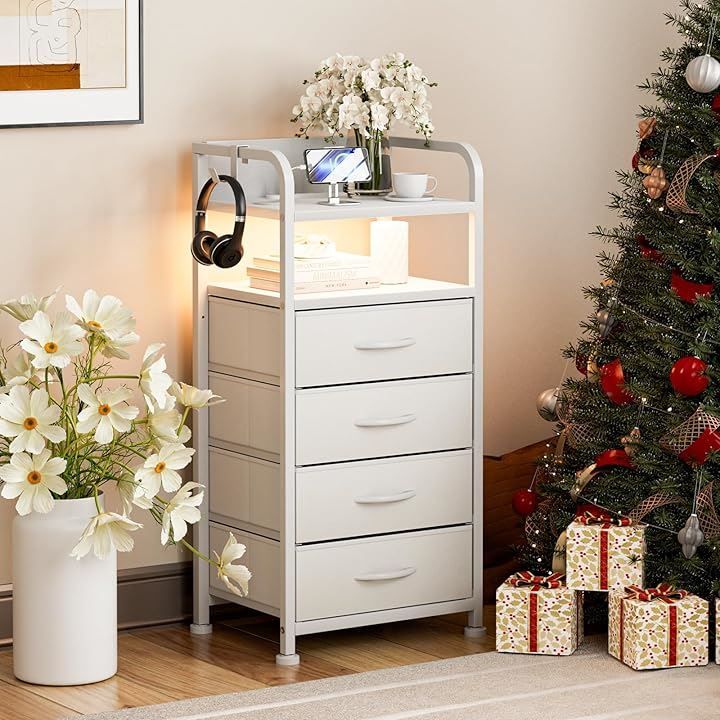 IKIFLY チェスト 棚付き 収納チェスト タンス LEDライト付き