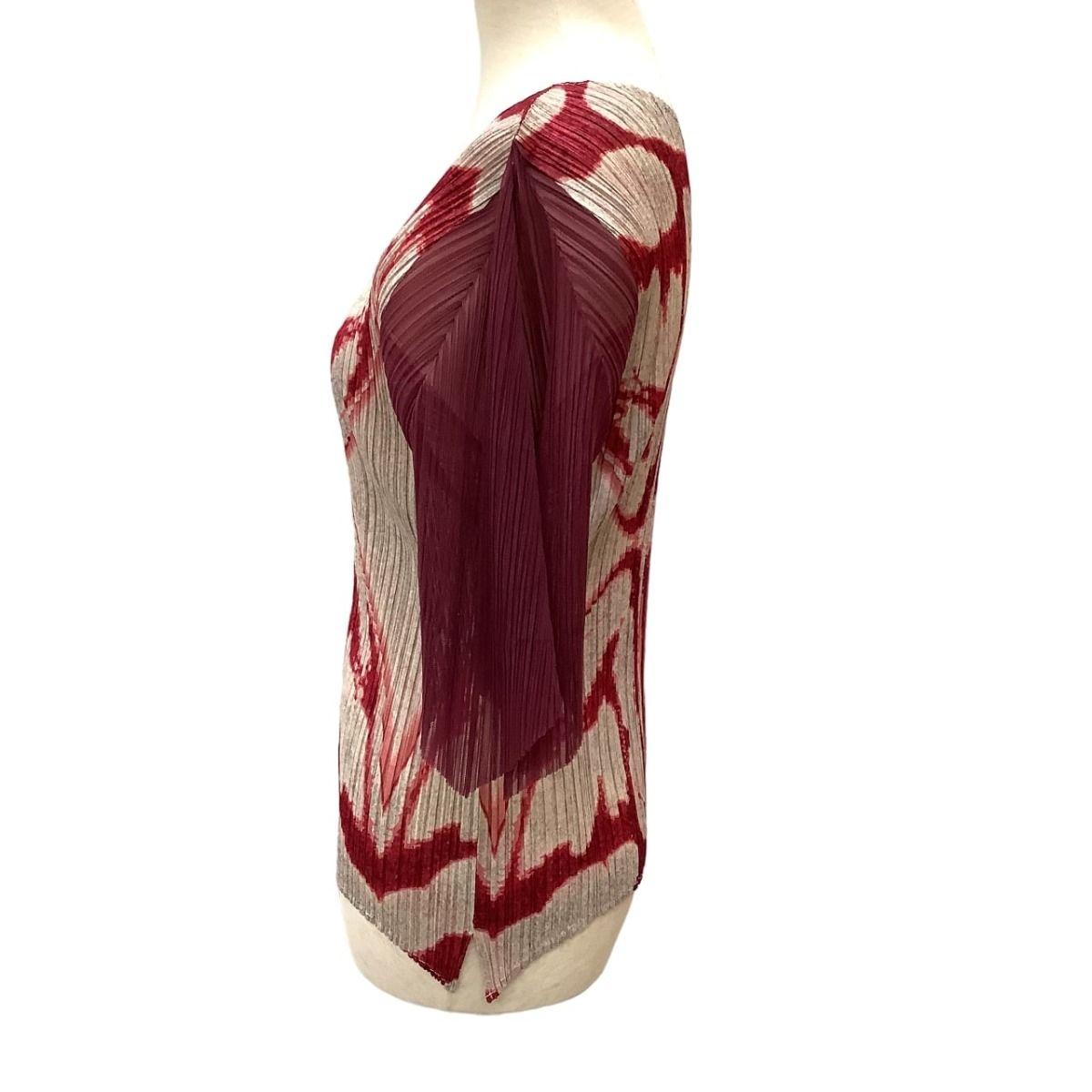イッセイミヤケ 総柄 変形カットソー しみあり ISSEY MIYAKE イッセイミヤケ PLEATS PLEASE カットソー 総柄
