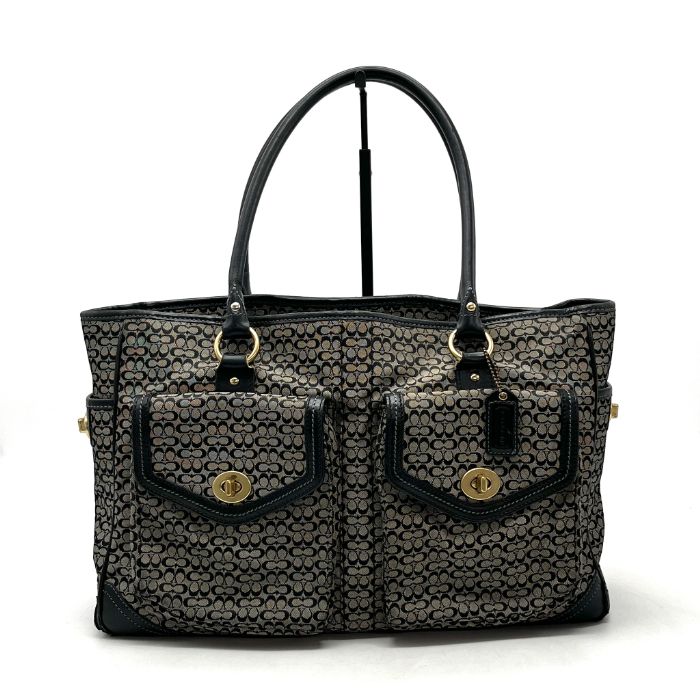 COACH コーチ シグネチャー キャンバス レザー トート バッグ eH0983N